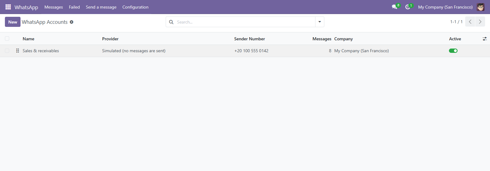 The account: provider, sending number, attempt limit and retry delay - with a status line saying what is missing, and no field anywhere holding the token.